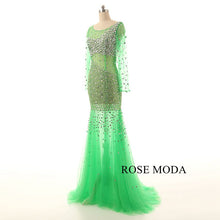 Load image into Gallery viewer, rosemoda-green-long-sleeve-beaded-illusion-mermaid-prom-dress-b.jpg