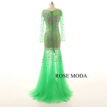 Load image into Gallery viewer, rosemoda-green-long-sleeve-beaded-illusion-mermaid-prom-dress-c.jpg