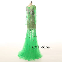Load image into Gallery viewer, rosemoda-green-long-sleeve-beaded-illusion-mermaid-prom-dress-d.jpg