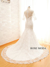 Load image into Gallery viewer, rosemoda-half-sleeve-lace-mermaid-weddingdress-e.jpg