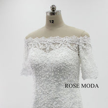 Load image into Gallery viewer, rosemoda-half-sleeve-pearl-lace-mermaid-wedding-dress-c.jpg