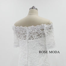 Load image into Gallery viewer, rosemoda-half-sleeve-pearl-lace-mermaid-wedding-dress-g.jpg