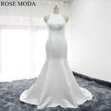 Load image into Gallery viewer, rosemoda-halter-plain-satin-mermaid-wedding-dress-a.jpg