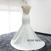 Load image into Gallery viewer, rosemoda-halter-plain-satin-mermaid-wedding-dress-e.jpg