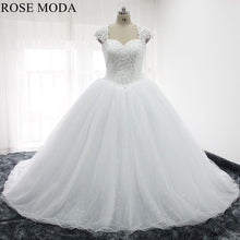 Load image into Gallery viewer, rosemoda-heavy-beaded-ball-gown-wedding-dress-with-detachable-lace-bolero-a.jpg