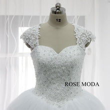 Load image into Gallery viewer, rosemoda-heavy-beaded-ball-gown-wedding-dress-with-detachable-lace-bolero-c.jpg