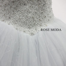 Load image into Gallery viewer, rosemoda-heavy-beaded-ball-gown-wedding-dress-with-detachable-lace-bolero-g.jpg