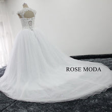 Load image into Gallery viewer, rosemoda-heavy-beaded-ball-gown-wedding-dress-with-detachable-lace-bolero-h.jpg