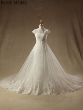 Load image into Gallery viewer, rosemoda-high-collar-lace-a-line-wedding-dress-a.jpg