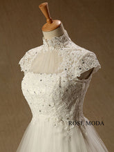 Load image into Gallery viewer, rosemoda-high-collar-lace-a-line-wedding-dress-e.jpg