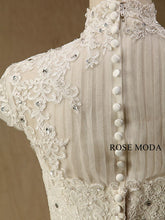 Load image into Gallery viewer, rosemoda-high-collar-lace-a-line-wedding-dress-j.jpg