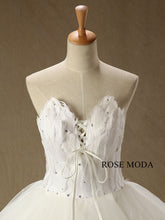 Load image into Gallery viewer, rosemoda-high-low-feathers-short-wedding-dress-d.jpg