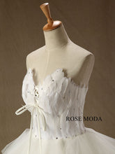 Load image into Gallery viewer, rosemoda-high-low-feathers-short-wedding-dress-e.jpg