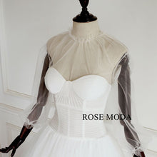 Load image into Gallery viewer, rosemoda-illusion-a-line-wedding-dress-with-removable-bolero-d.jpg