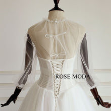 Load image into Gallery viewer, rosemoda-illusion-a-line-wedding-dress-with-removable-bolero-e.jpg