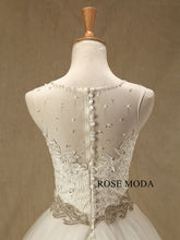 Load image into Gallery viewer, rosemoda-illusion-ball-gown-wedding-dress-with-crystal-belt-f.jpg