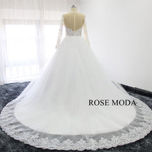 Load image into Gallery viewer, rosemoda-illusion-ball-gown-wedding-dress-with-long-sleeve-b.jpg