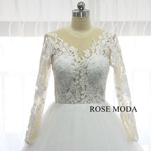 Load image into Gallery viewer, rosemoda-illusion-ball-gown-wedding-dress-with-long-sleeve-c.jpg
