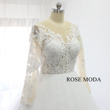 Load image into Gallery viewer, rosemoda-illusion-ball-gown-wedding-dress-with-long-sleeve-f.jpg