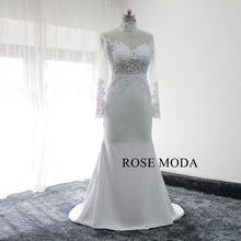 Load image into Gallery viewer, rosemoda-illusion-bodice-long-sleeve-sheath-wedding-dress-with-cut-out-back-b.jpg