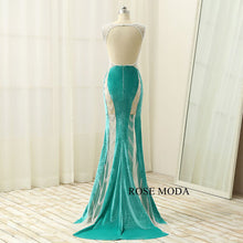 Load image into Gallery viewer, rosemoda-illusion-crystal-velvet-sheath-evening-dress-c.jpg