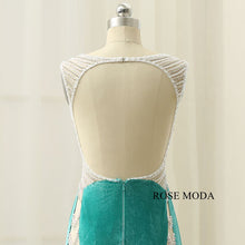 Load image into Gallery viewer, rosemoda-illusion-crystal-velvet-sheath-evening-dress-f.jpg