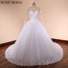 Load image into Gallery viewer, rosemoda-illusion-long-sleeve-structured-ball-gown-wedding-dress-a.jpg