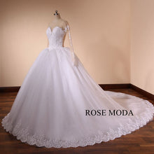 Load image into Gallery viewer, rosemoda-illusion-long-sleeve-structured-ball-gown-wedding-dress-b.jpg