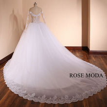 Load image into Gallery viewer, rosemoda-illusion-long-sleeve-structured-ball-gown-wedding-dress-c.jpg