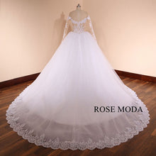 Load image into Gallery viewer, rosemoda-illusion-long-sleeve-structured-ball-gown-wedding-dress-d.jpg