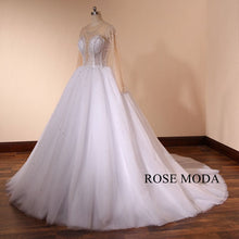Load image into Gallery viewer, rosemoda-illusion-rhinestones-bodice-ball-gown-wedding-dress-b.jpg