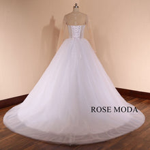 Load image into Gallery viewer, rosemoda-illusion-rhinestones-bodice-ball-gown-wedding-dress-d.jpg