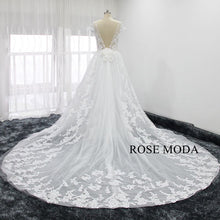 Load image into Gallery viewer, rosemoda-illusion-sheath-lace-wedding-dress-with-detachable-skirt-c.jpg