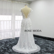 Load image into Gallery viewer, rosemoda-illusion-sheath-lace-wedding-dress-with-detachable-skirt-g.jpg