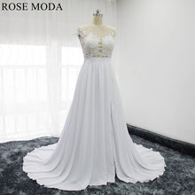 Load image into Gallery viewer, rosemoda-illusion-slit-chiffon-a-line-wedding-dress-a.jpg