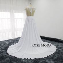 Load image into Gallery viewer, rosemoda-illusion-slit-chiffon-a-line-wedding-dress-c.jpg