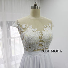 Load image into Gallery viewer, rosemoda-illusion-slit-chiffon-a-line-wedding-dress-d.jpg