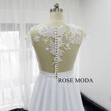 Load image into Gallery viewer, rosemoda-illusion-slit-chiffon-a-line-wedding-dress-e.jpg