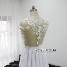 Load image into Gallery viewer, rosemoda-illusion-slit-chiffon-a-line-wedding-dress-f.jpg