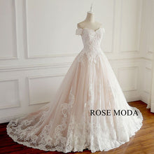 Load image into Gallery viewer, rosemoda-ivory-over-blush-lace-ball-gown-wedding-dress-b_9fbd6824-9c36-453f-bb97-b1ad5483aff7.jpg