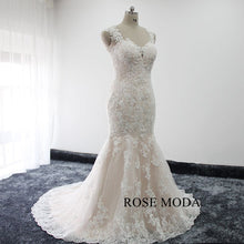 Load image into Gallery viewer, rosemoda-ivory-over-blush-lace-mermaid-wedding-dress-b.jpg