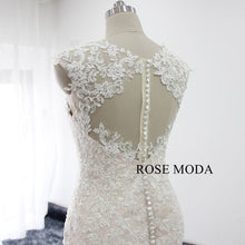 Load image into Gallery viewer, rosemoda-ivory-over-blush-lace-mermaid-wedding-dress-g.jpg