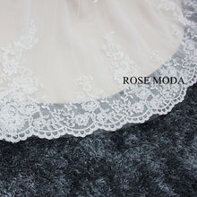 Load image into Gallery viewer, Rosemoda Ivory Over Blush Lace Mermaid Wedding Dress
