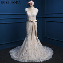 Load image into Gallery viewer, rosemoda-ivory-over-champagne-lace-mermaid-wedding-dress-a.jpg