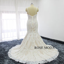 Load image into Gallery viewer, rosemoda-ivory-sequin-lace-over-champagne-mermaid-wedding-dress-c.jpg