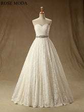 Load image into Gallery viewer, rosemoda-lace-a-line-wedding-dress-with-detachale-crystal-belt-a.jpg
