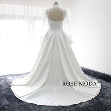 Load image into Gallery viewer, rosemoda-lace-and-satin-a-line-wedding-dress-with-cut-out-back-b.jpg