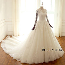 Load image into Gallery viewer, rosemoda-lace-ball-gown-wedding-dress-with-long-sleeve-b.jpg