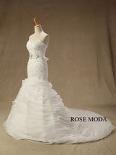 Load image into Gallery viewer, rosemoda-lace-fit-and-flare-tiered-organza-mermaid-wedding-dress-b.jpg