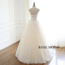 Load image into Gallery viewer, rosemoda-lace-illusion-dropped-a-line-wedding-dress-b.jpg